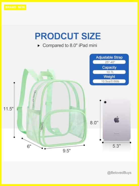 Stadium Approved Clear Backpack PVC Small Waterproof Bag with Front Pocket main image 4